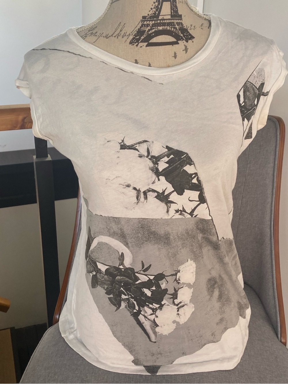 All Saints White and Black Graphic Tank Top